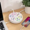 White circular multi-hole conversion socket with British plug, color rotating cover, British standard and European standard universal power converter details Picture